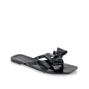 NWT BCBGenerations Black Jelly Flip Flop Sandals with Black Bows Size 9M
